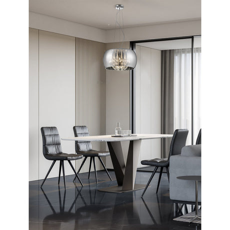 Delya 3 Light Glass & Crystal Beads Suspension Light - Chrome