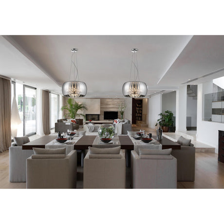 Delya 5 Light Glass & Crystal Beads Suspension Light - Chrome