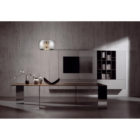 Delya 6 Light Glass & Crystal Beads Suspension Light - Chrome