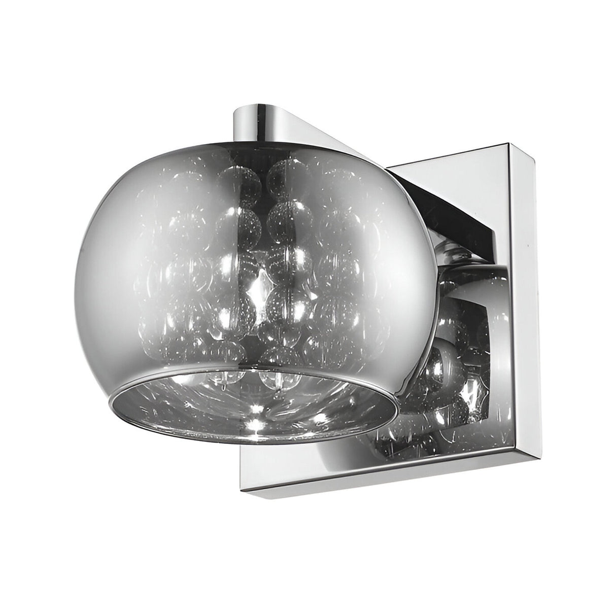 Delya 1 Light Glass & Crystal Beads Wall Light - Chrome