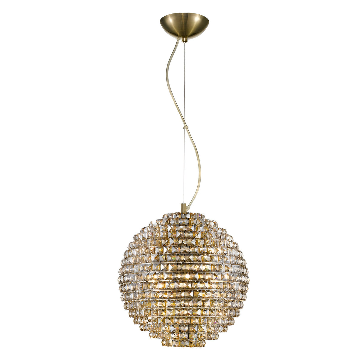 Nordan 4 Light Crystal Pendant Light - Antique Brass