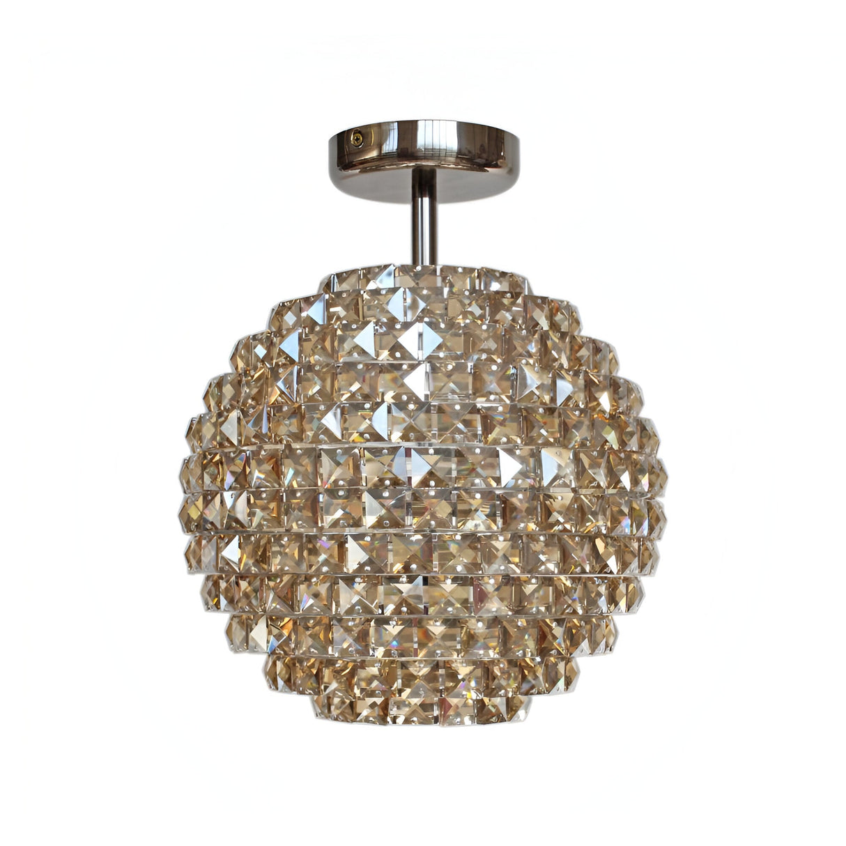 Nordan 4 Light Crystal Semi-Flush Light - Antique Brass
