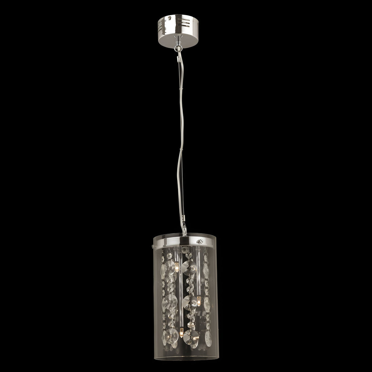 Vistara 3 Light Glass & Crystal Pendant Light - Chrome