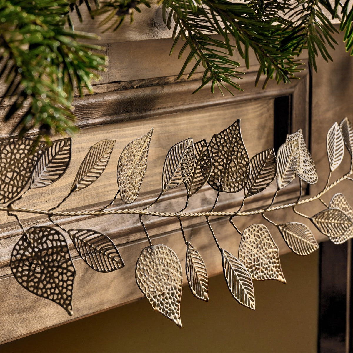 Charita Christmas Leaf Garland - Antique Brass