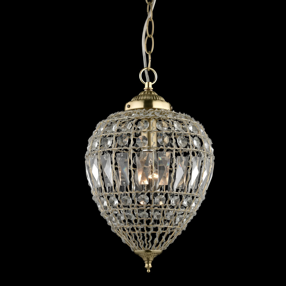 Emberly 1 Light Large Moroccan-Style Crystal Pendant Light - Satin Brass