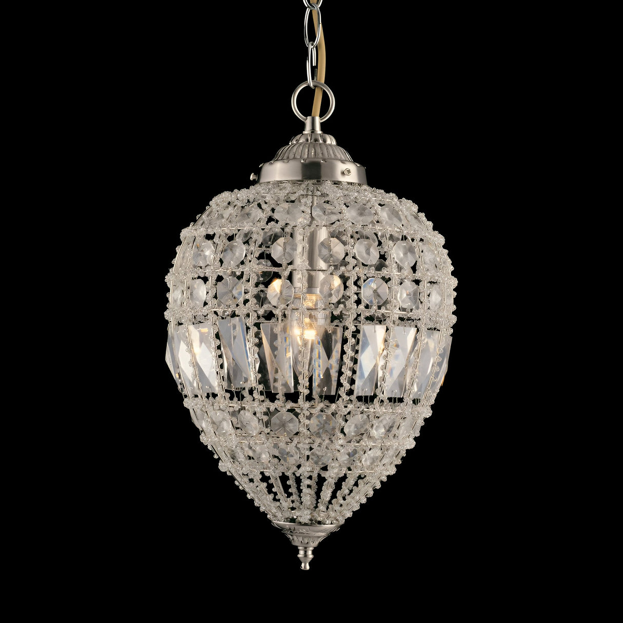 Emberly 1 Light Large Moroccan-Style Crystal Pendant Light - Satin Nickel