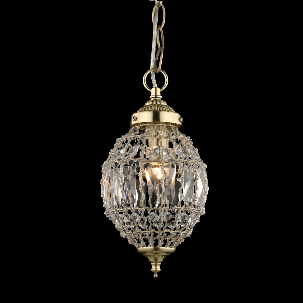 Emberly 1 Light Small Moroccan-Style Crystal Pendant Light - Satin Brass