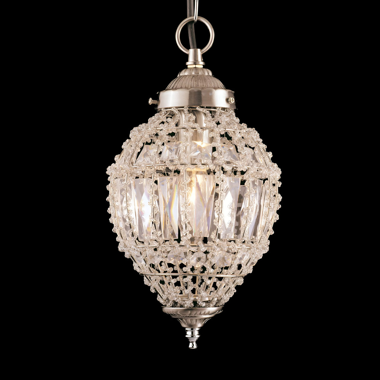 Emberly 1 Light Small Moroccan-Style Crystal Pendant Light - Satin Nickel