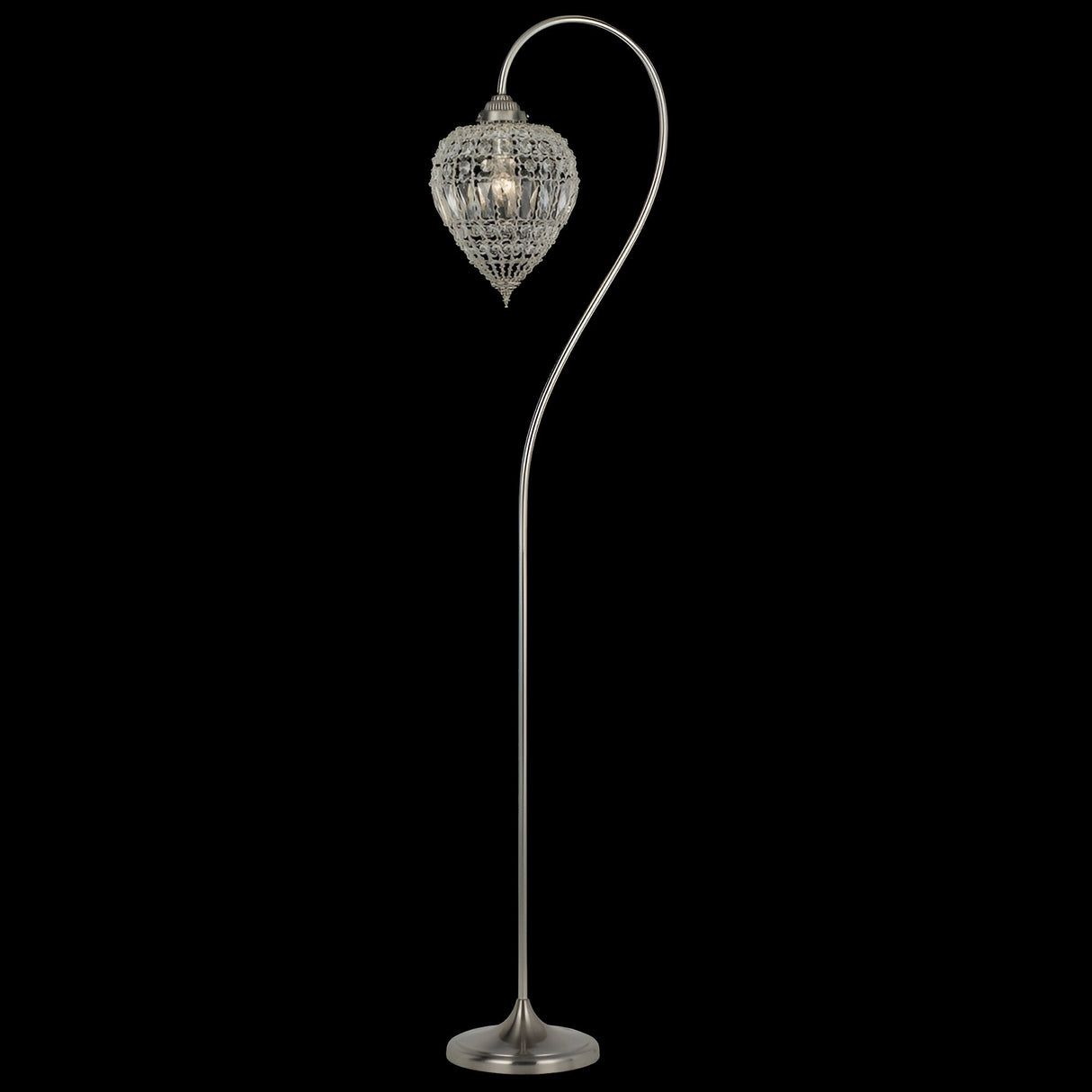 Emberly 1 Light Moroccan-Style Crystal Floor Lamp - Satin Nickel