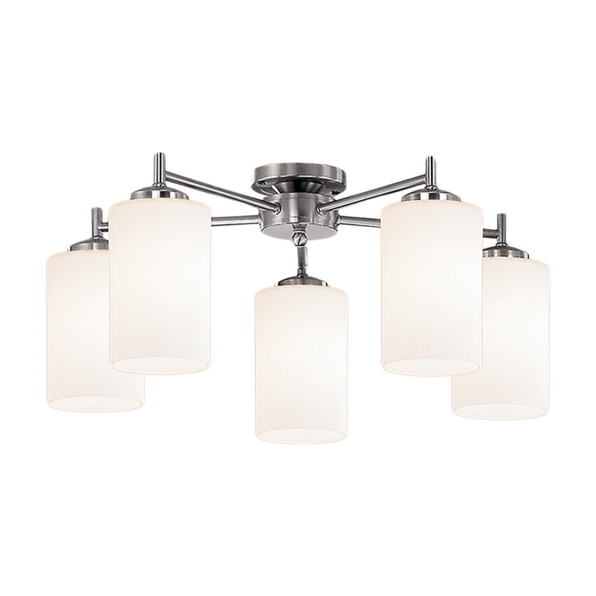 Decima 5 light ceiling light in satin nickel finish