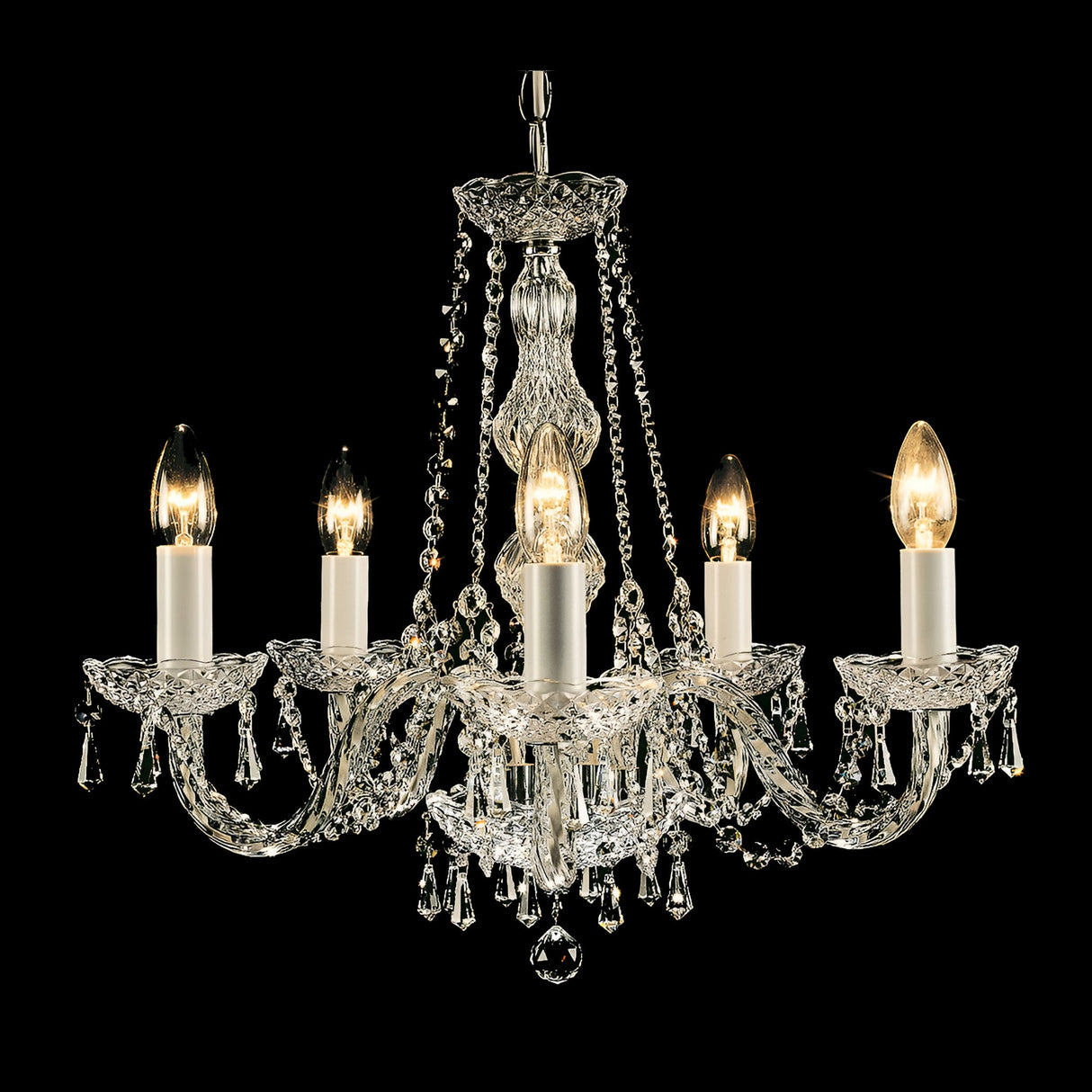 Moryn 5 Light Georgian Strass Crystal Chandelier – Chrome