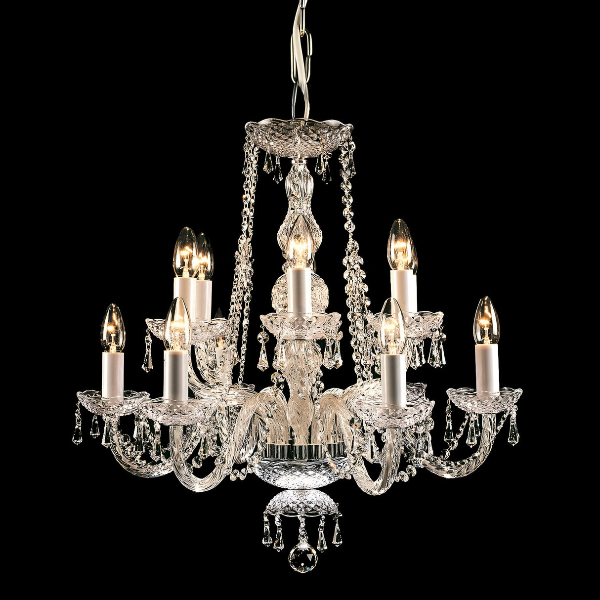 Moryn 12 Light Georgian Strass Crystal Chandelier – Chrome