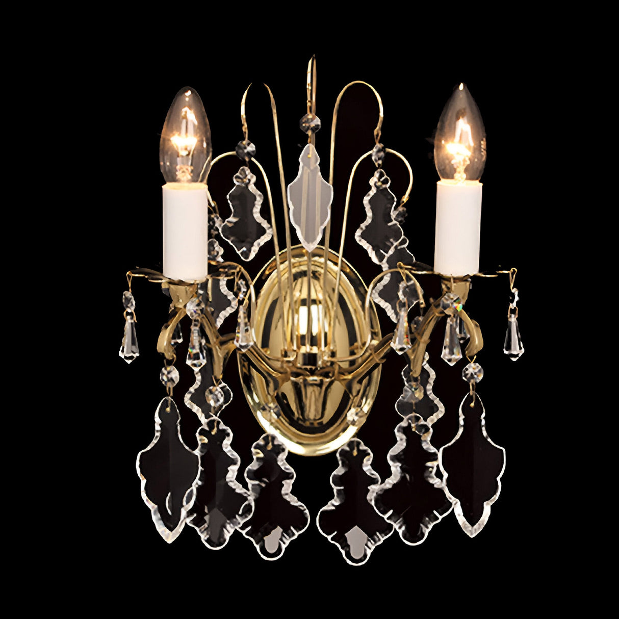 Louven 2 Light Hand Cut Crystal Wall Light - Polished Brass