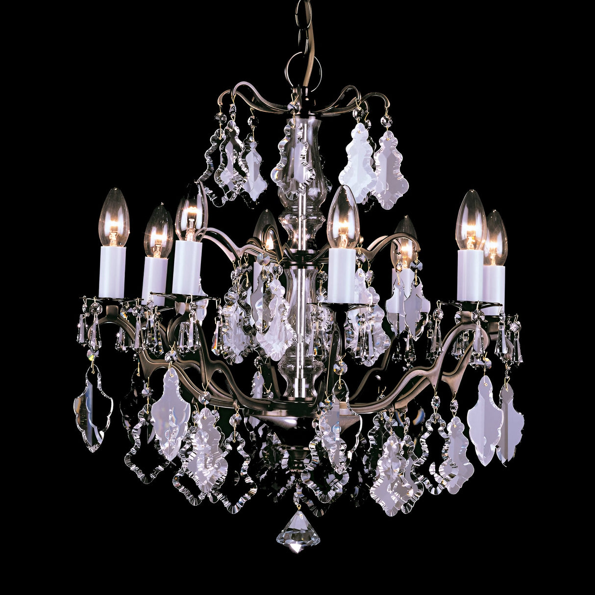 Louven 8 Light Hand Cut Crystal Chandelier - Antique Brass