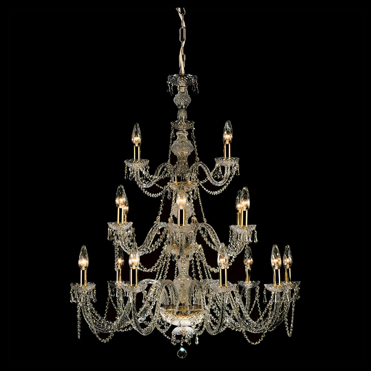 Moryn 18 Light Georgian Strass Crystal Chandelier – Gold