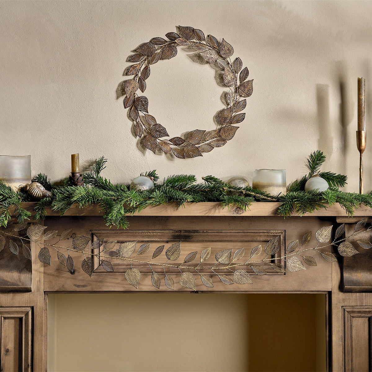 Charita Christmas Wreath - Antique Brass