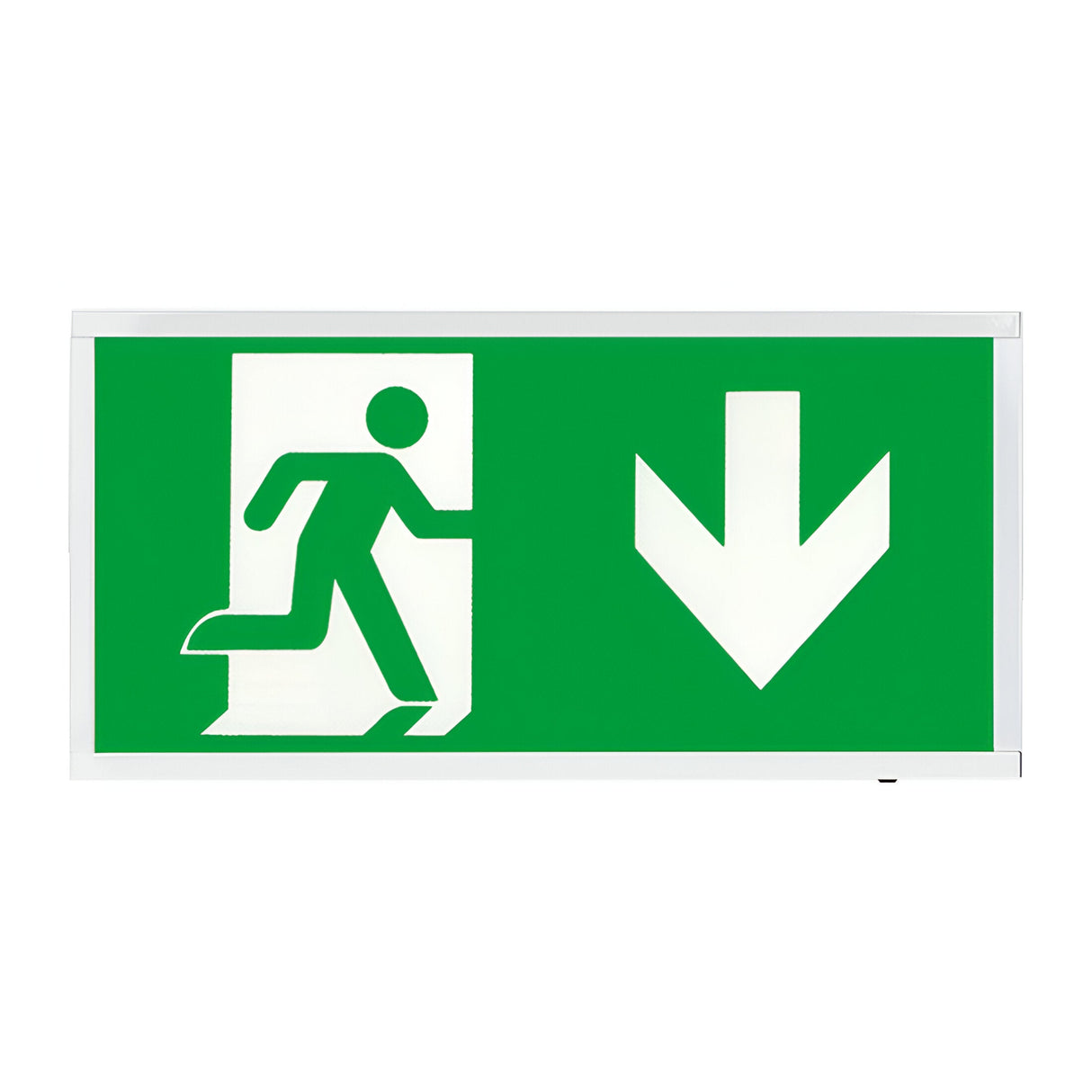 Duceri Emergency Self Test Surface Exit Box 3W LED Down Legend Lithium Battery Maintained - White