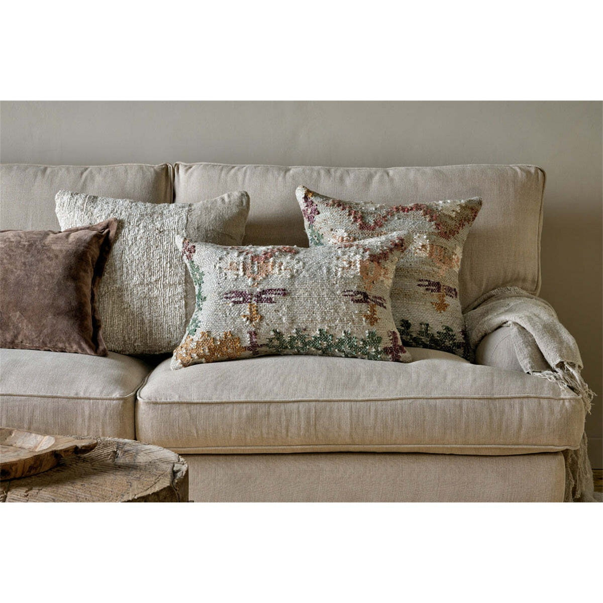 Dantri 50 x 50cm Jute & Cotton Cushion Cover - Soft Grey