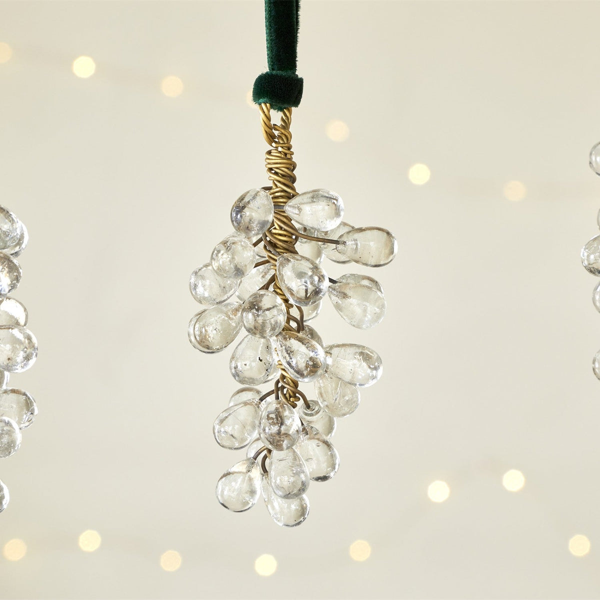 Danvi Glass Drop Baubles - Brass & Clear - Set of 3
