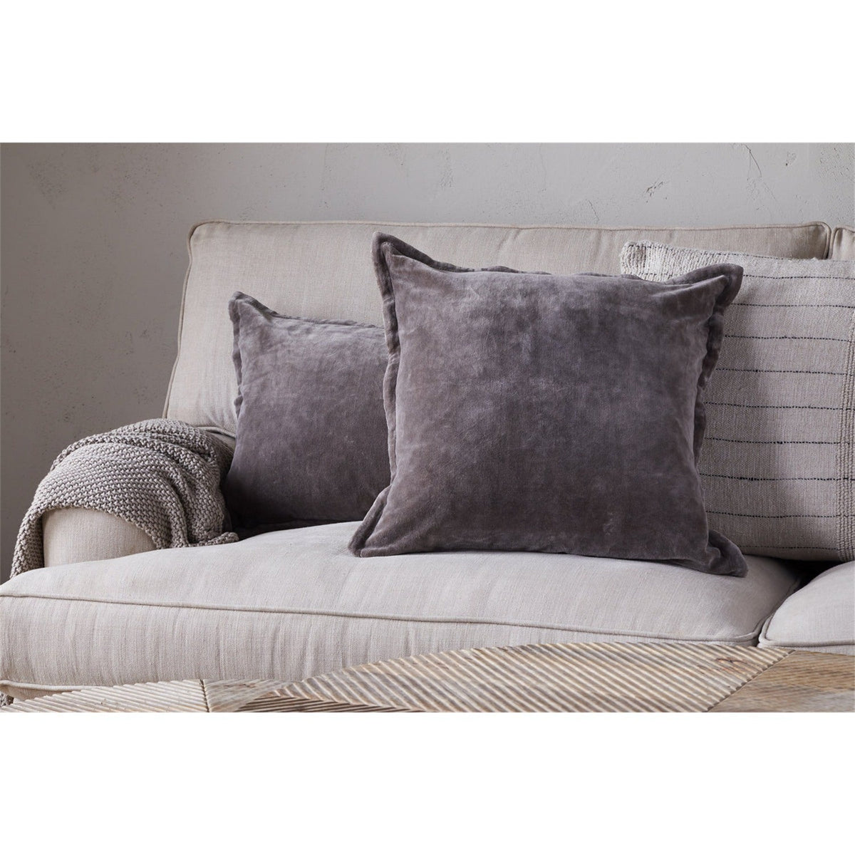 Dhara 60 x 40cm Velvet Cushion Cover - Charcoal