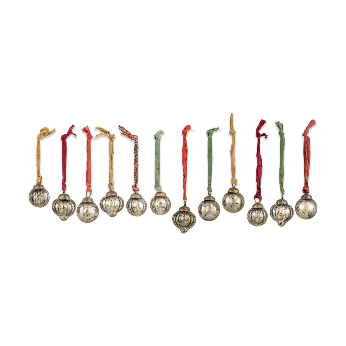 Dew Drop Glass Baubles - Antique Gold - Set of 12