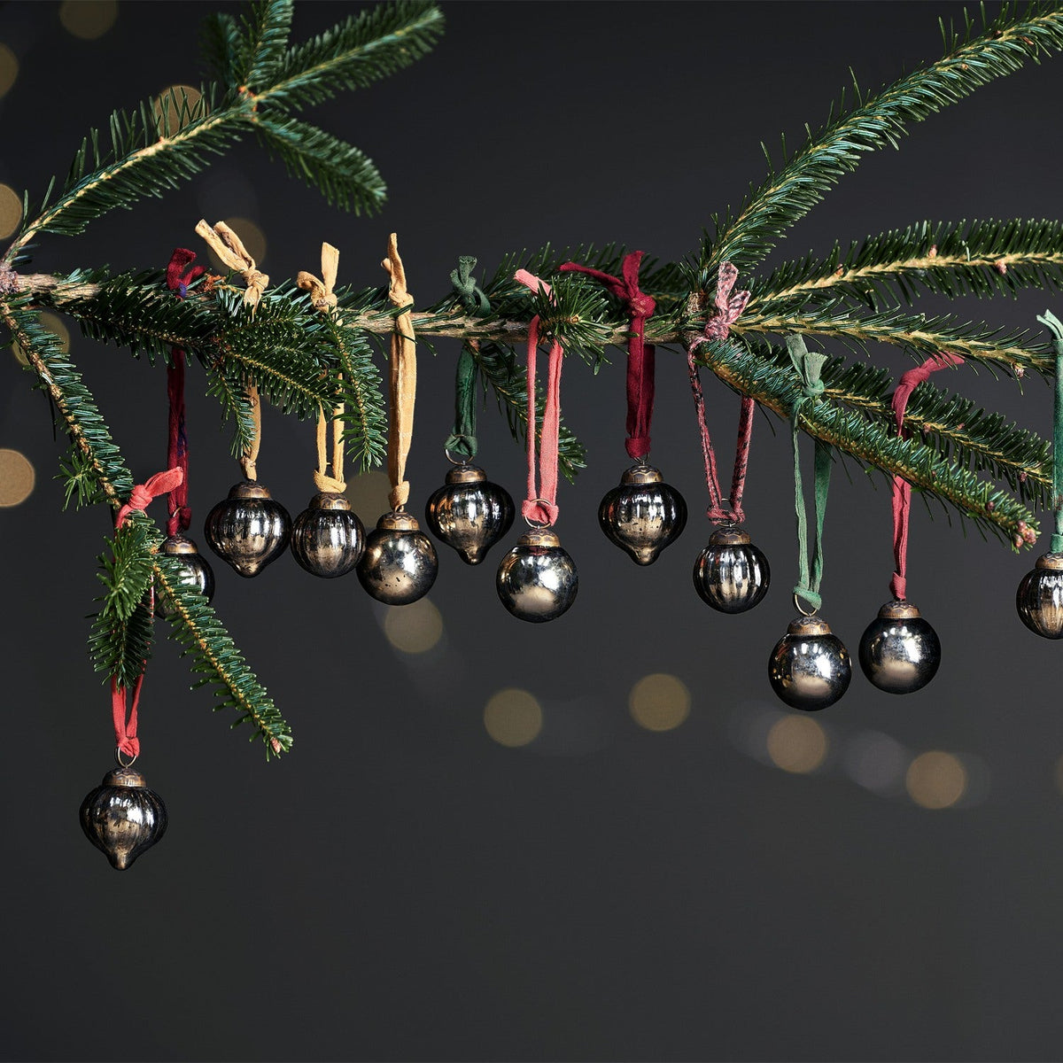 Dew Drop Glass Baubles - Antique Gold - Set of 12