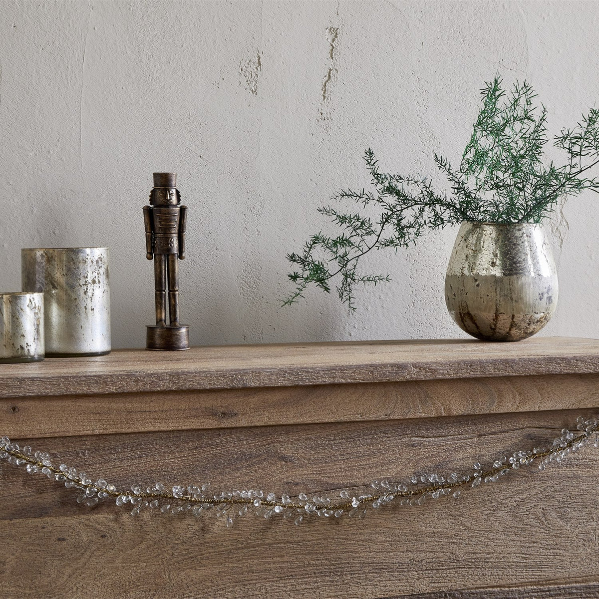 Danvi Christmas Glass Drop Garland - Brass & Clear