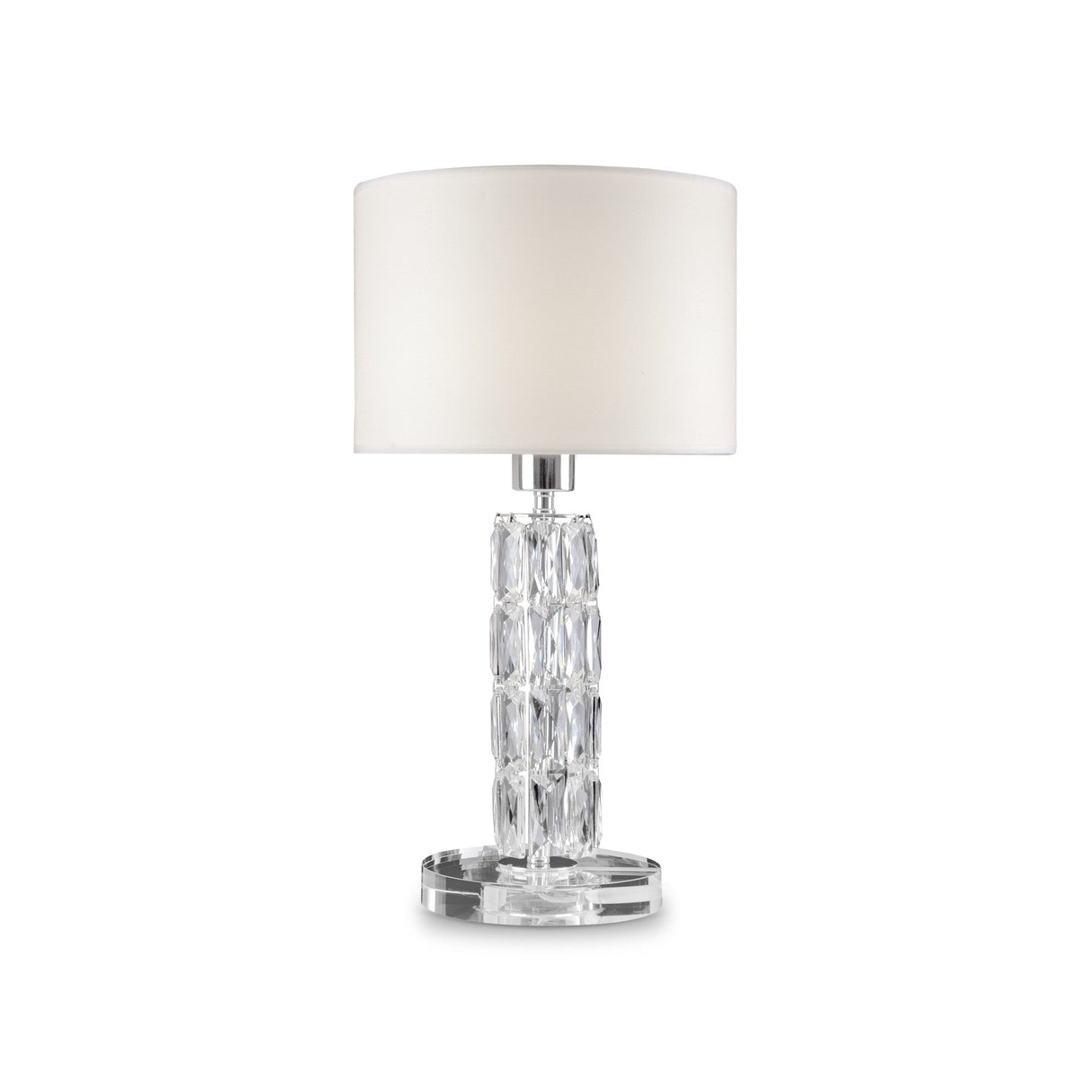 Talento table lamp in chrome with glass crystal, adding a touch of elegance with its reflective materials.