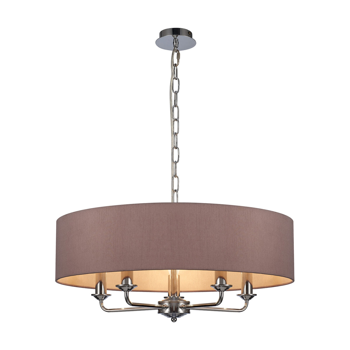 Banyan 5 Light E14 Pendant Light 60cm Taupe - Polished Chrome
