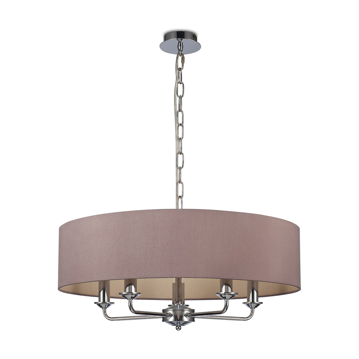Banyan 5 Light E14 Pendant Light 60cm Taupe - Polished Chrome