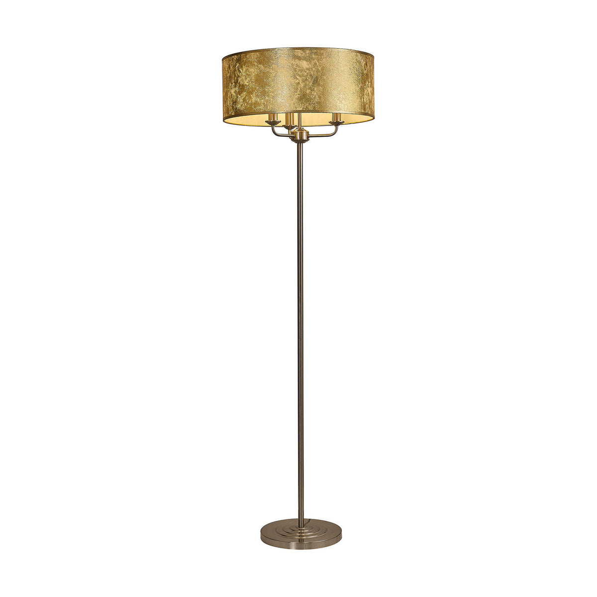 Banyan 3 Light E14 Floor Lamp 50cm - Satin Nickel & Gold Foil