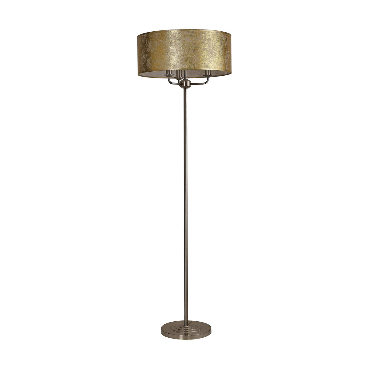 Banyan 3 Light E14 Floor Lamp 50cm - Satin Nickel & Gold Foil