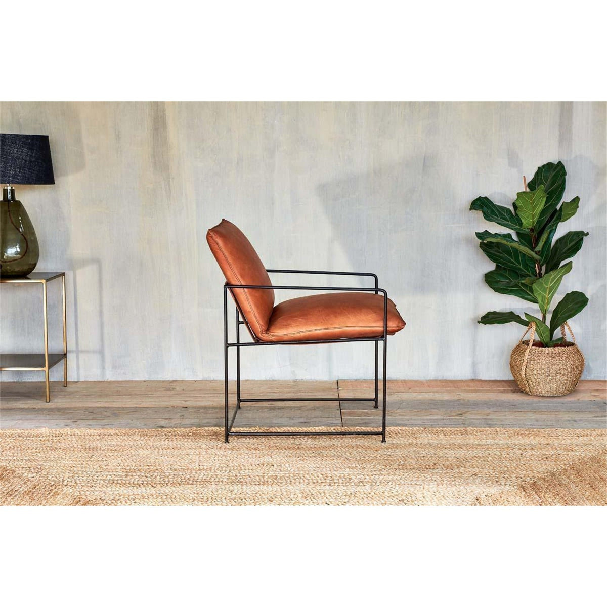 Durium Leather Armchair - Aged Tan & Black