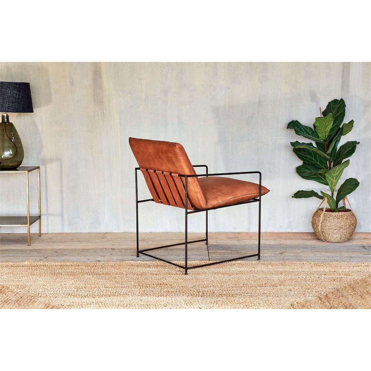 Durium Leather Armchair - Aged Tan & Black