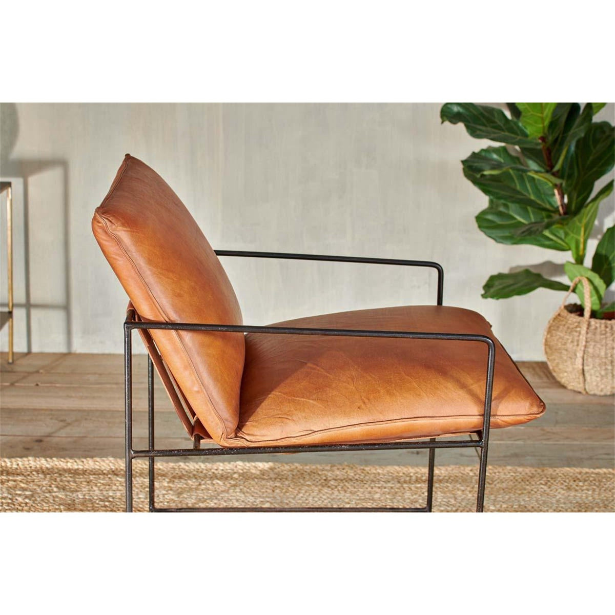 Durium Leather Armchair - Aged Tan & Black