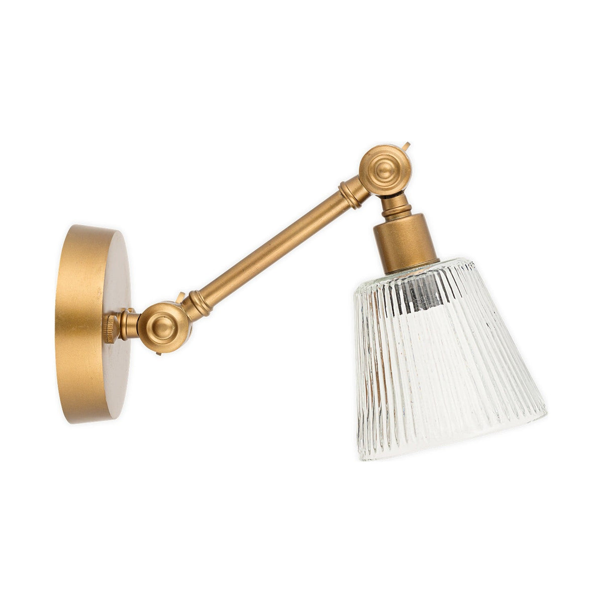 Davika Ribbed Glass Wall Light - Clear & Antique Brass