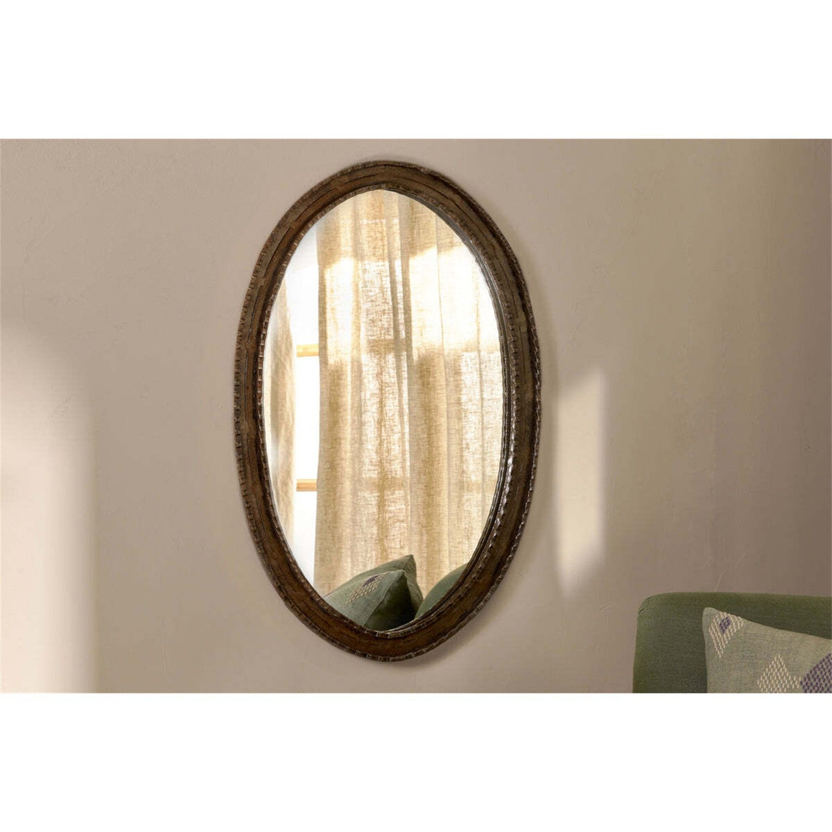Drishti Oval Iron Wall Mirror - Antique Black