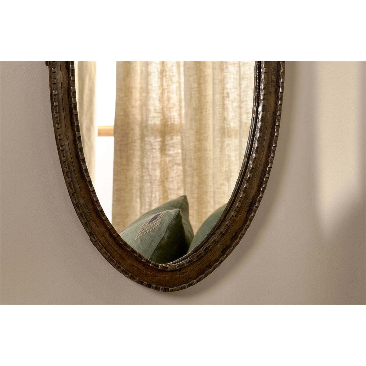 Drishti Oval Iron Wall Mirror - Antique Black