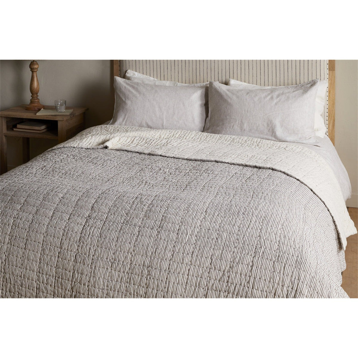 Dipti 220 x 240cm Cotton Quilted Bedspread - Charcoal