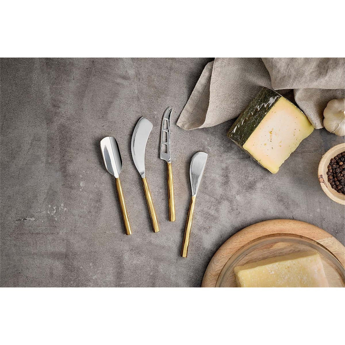 Darsa Cheese Knife Set - Brushed Gold - Set of 4