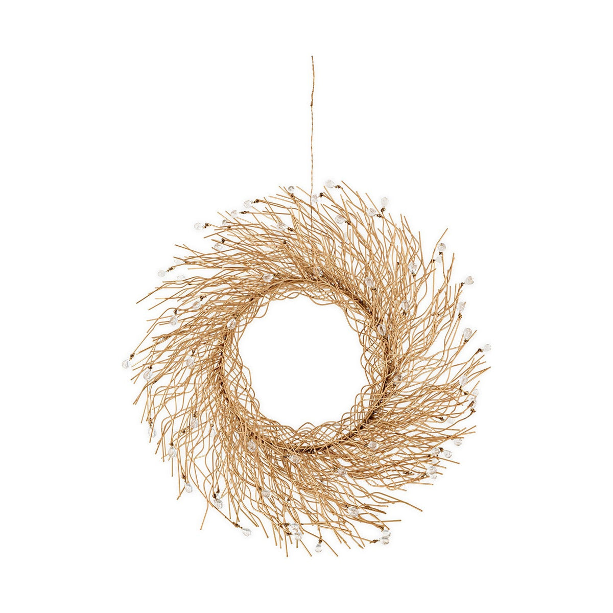 Danvi Christmas Glass Drop Wreath - Brass & Clear