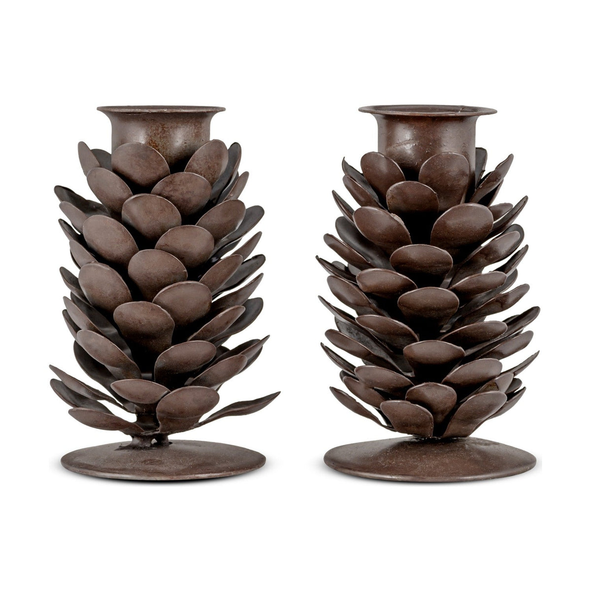 Elagalu Pine Cone Candle Stick - Rust - Set of 2