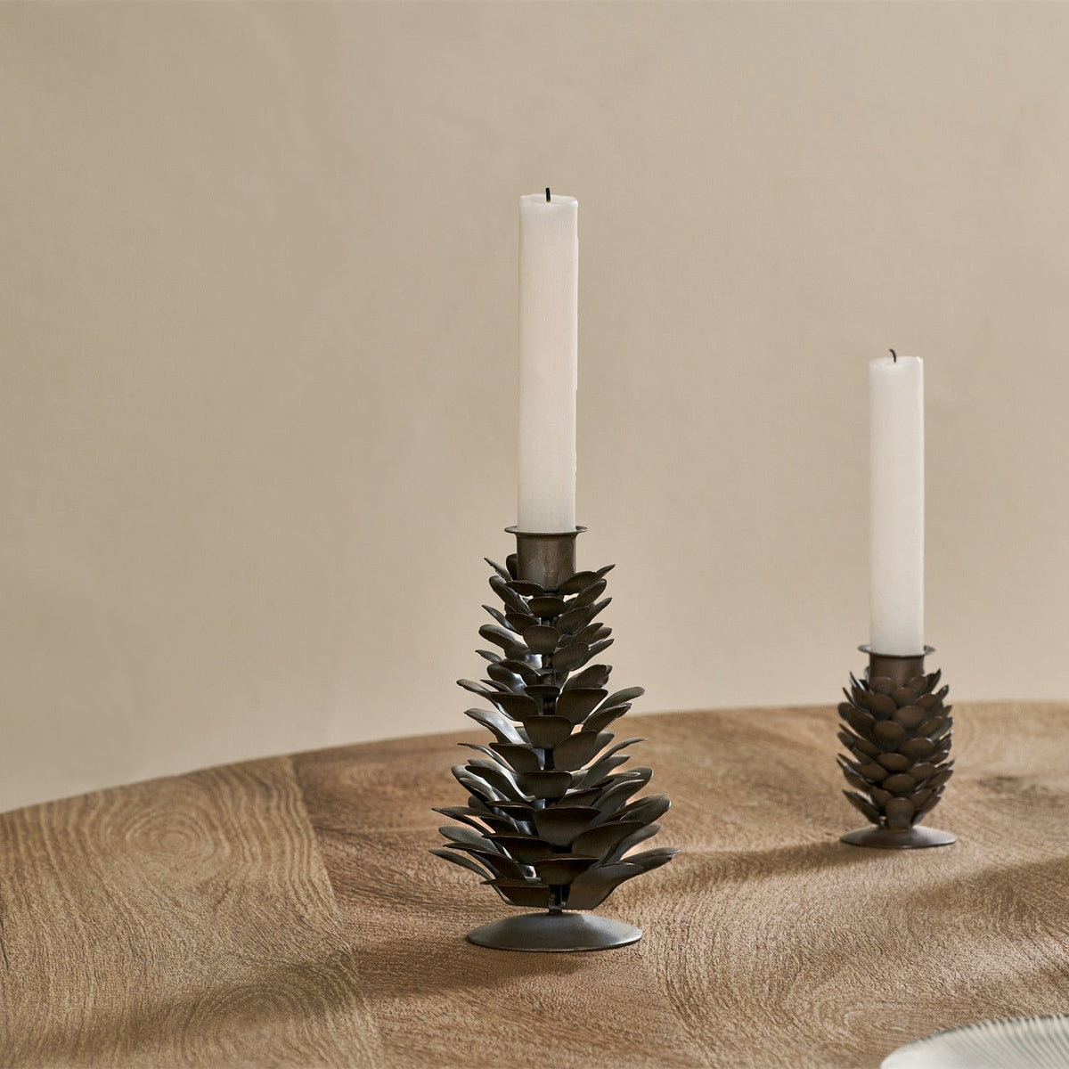 Elagalu Pine Cone Christmas Candle Holder - Rust