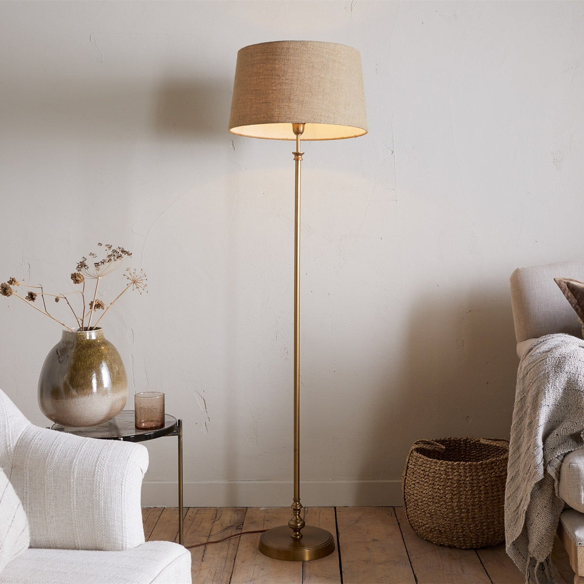Ehadi Antique Floor Lamp Base - Antique Brass
