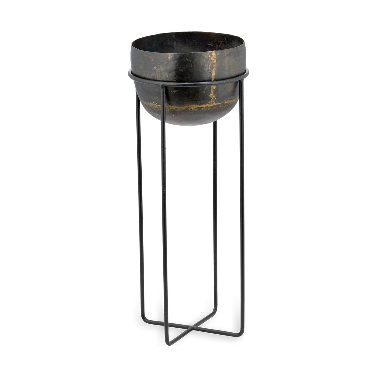 Endo Small Reclaimed Iron Plant Stand - Black