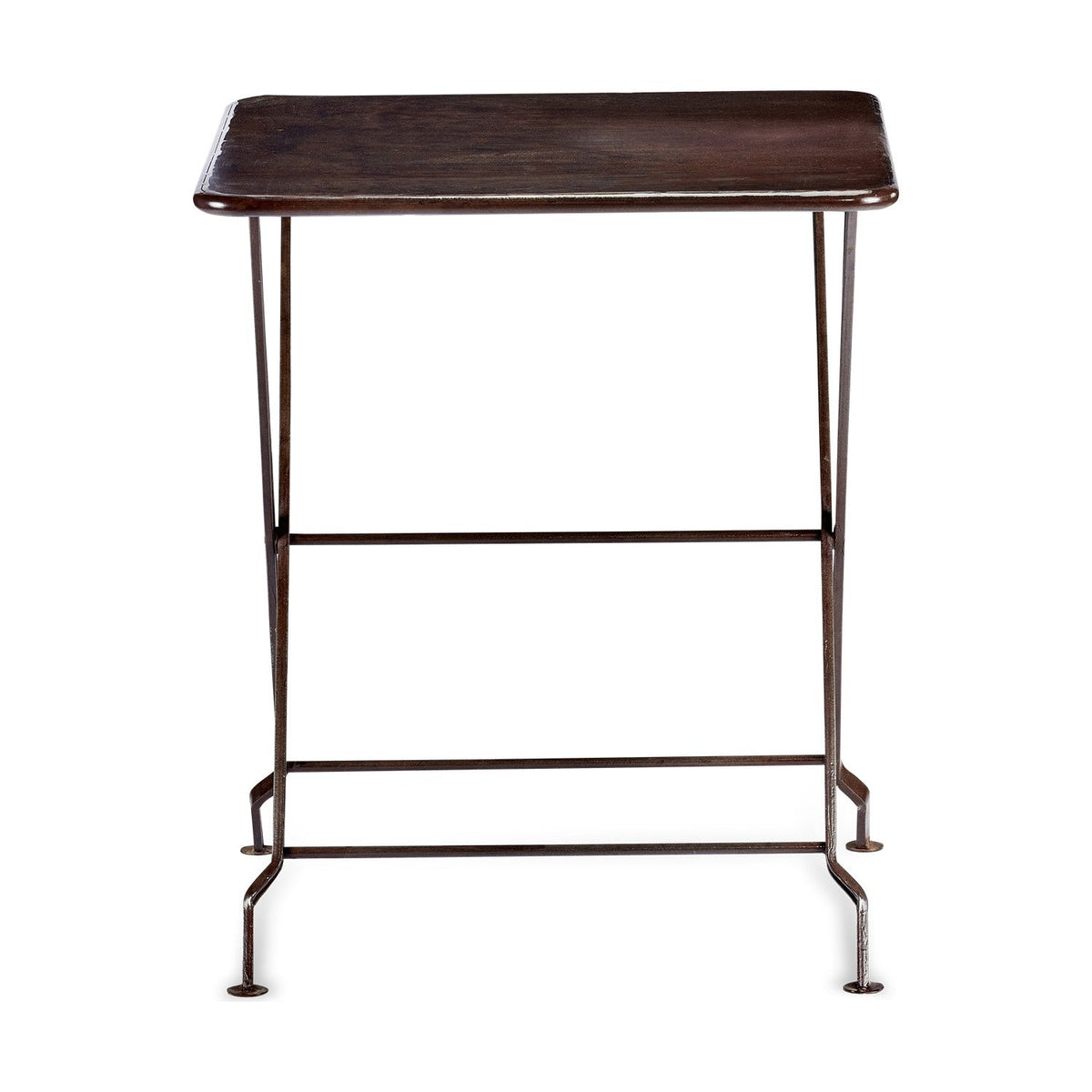 Ekete Small Iron Garden Table - Distressed Black & Brown