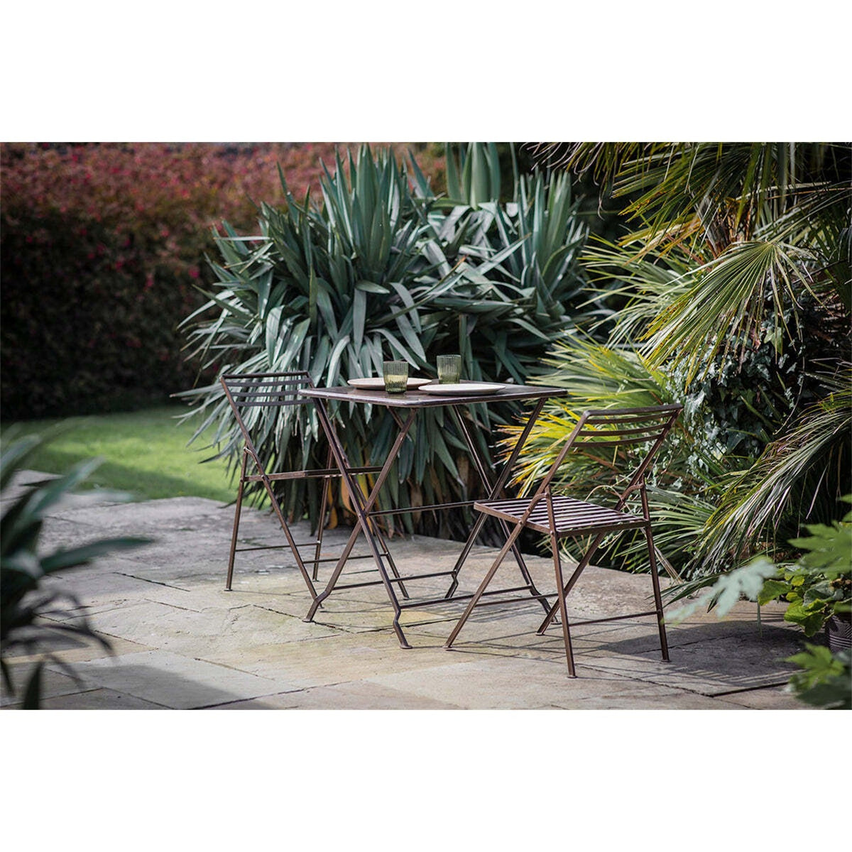 Ekete Small Iron Garden Table - Distressed Black & Brown