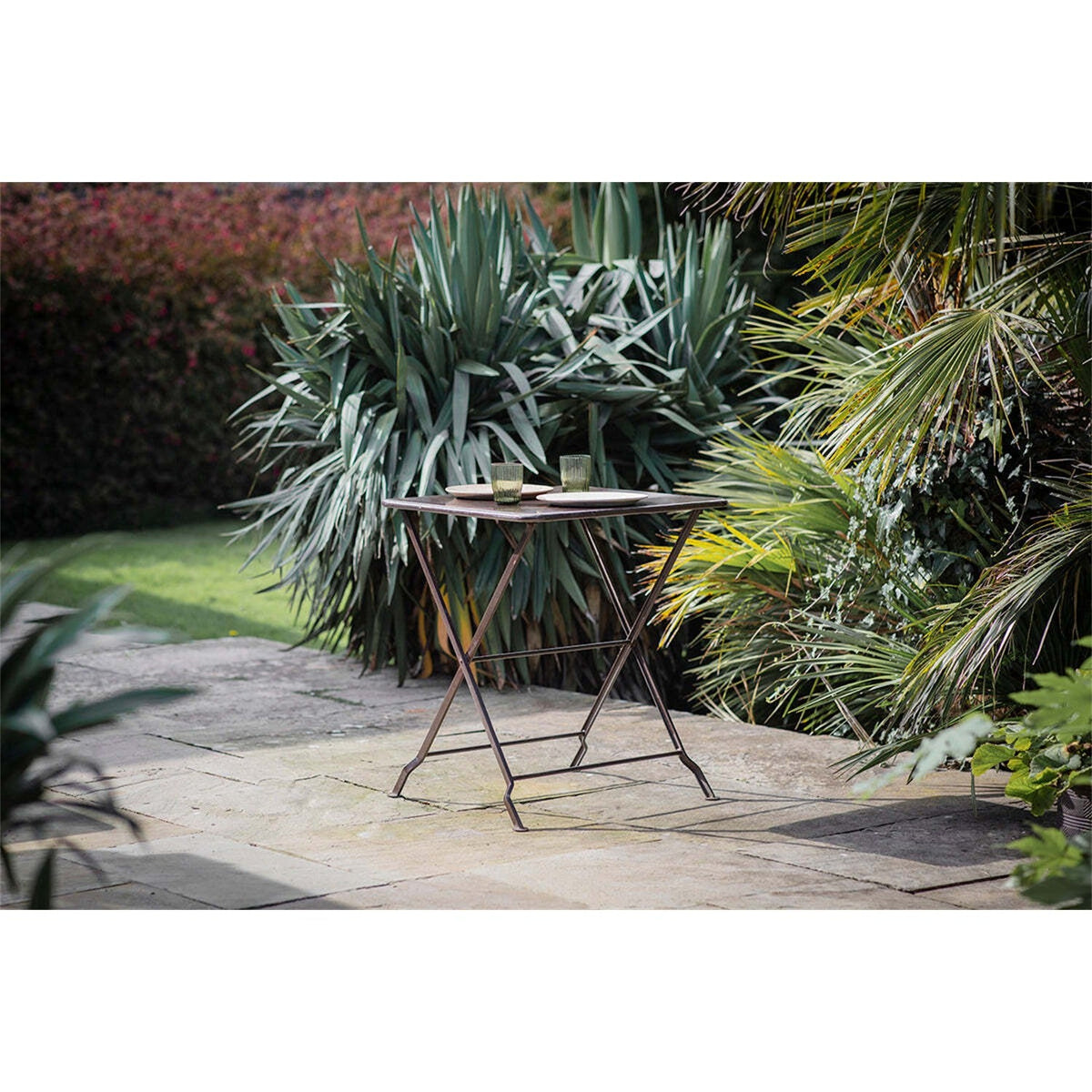 Ekete Small Iron Garden Table - Distressed Black & Brown