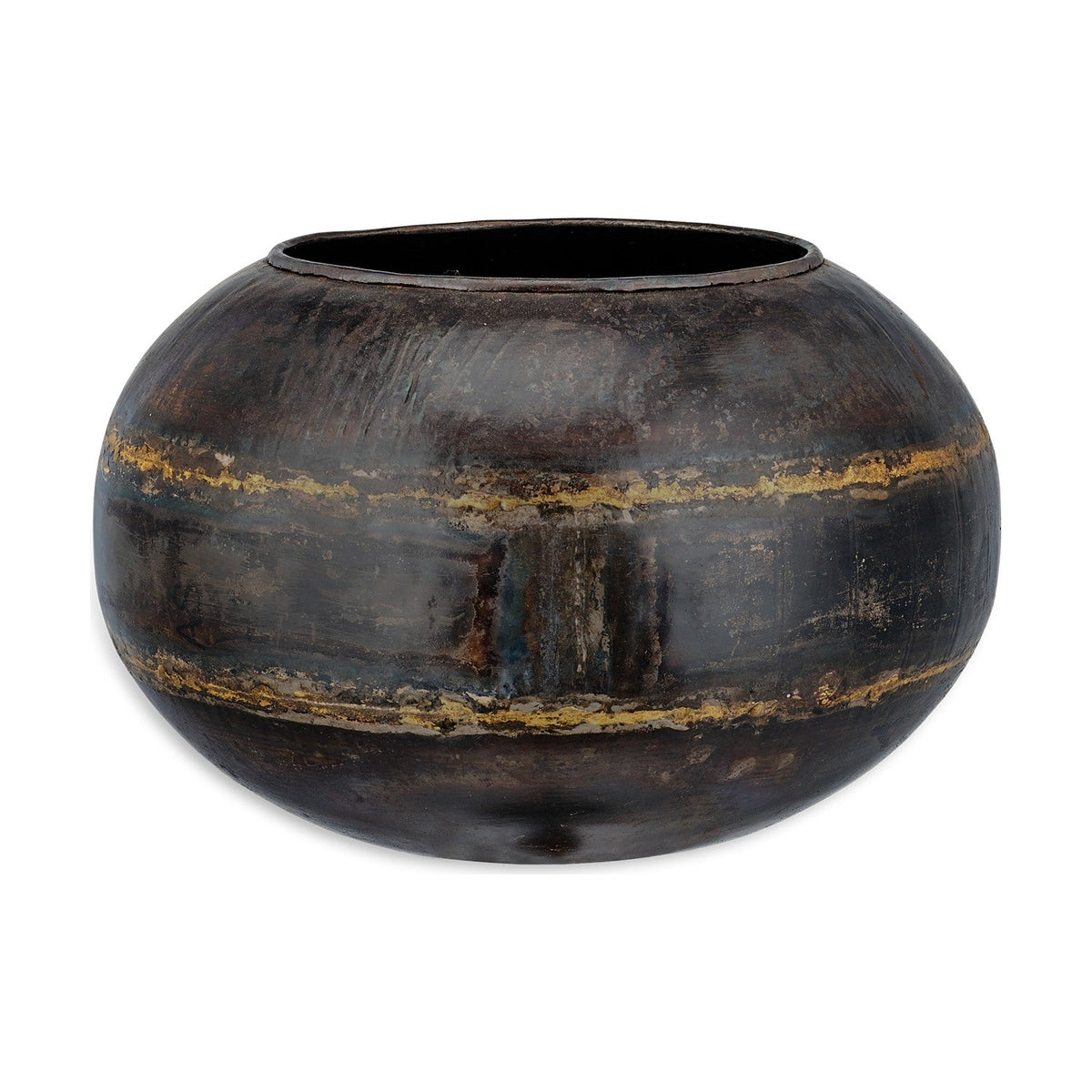 Endo Small Reclaimed Iron Globe Planter - Aged Black