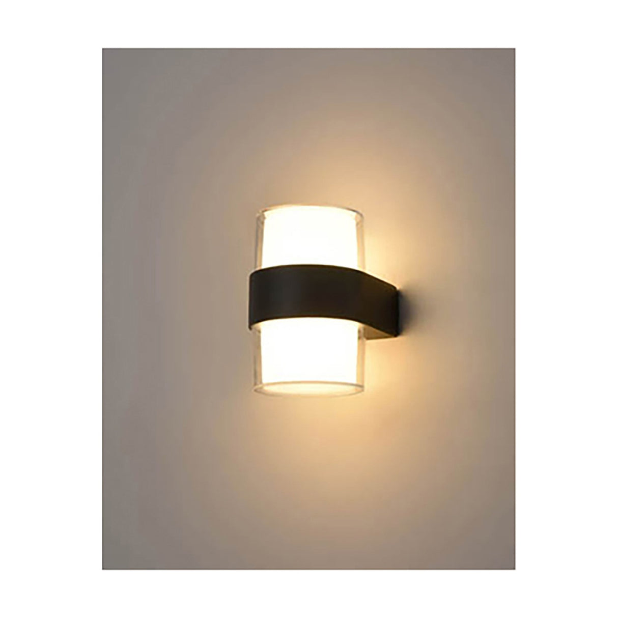 Aura 2 light exterior wall light in black finish